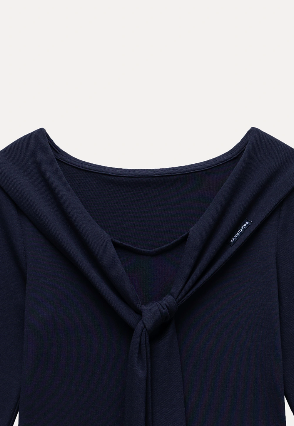 Off-shoulder Tie-detail Long Sleeve Knit Top