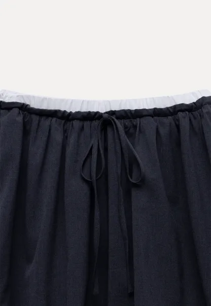 Drawstring Bubble Mini Skirt