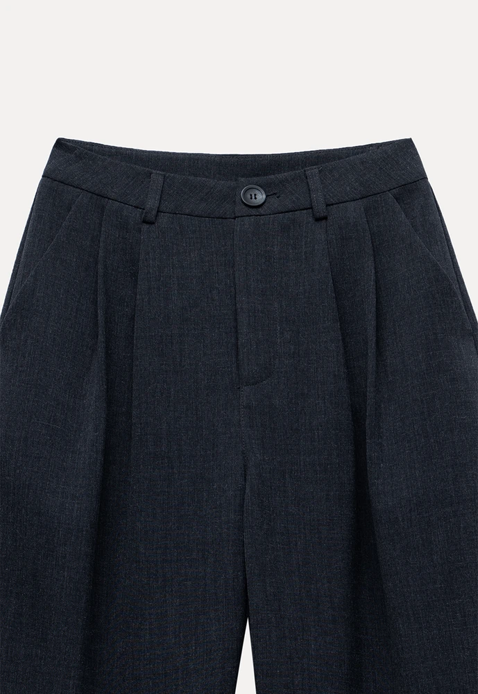 Wide-Leg Pleated Pants