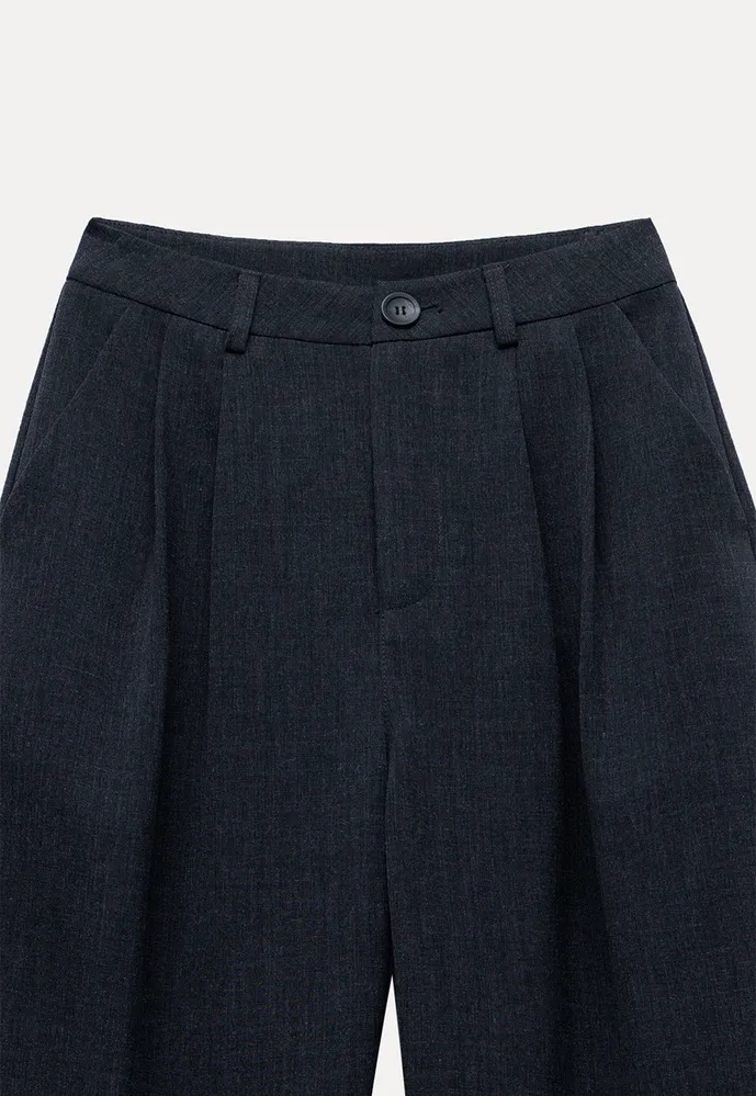 Wide-Leg Pleated Pants