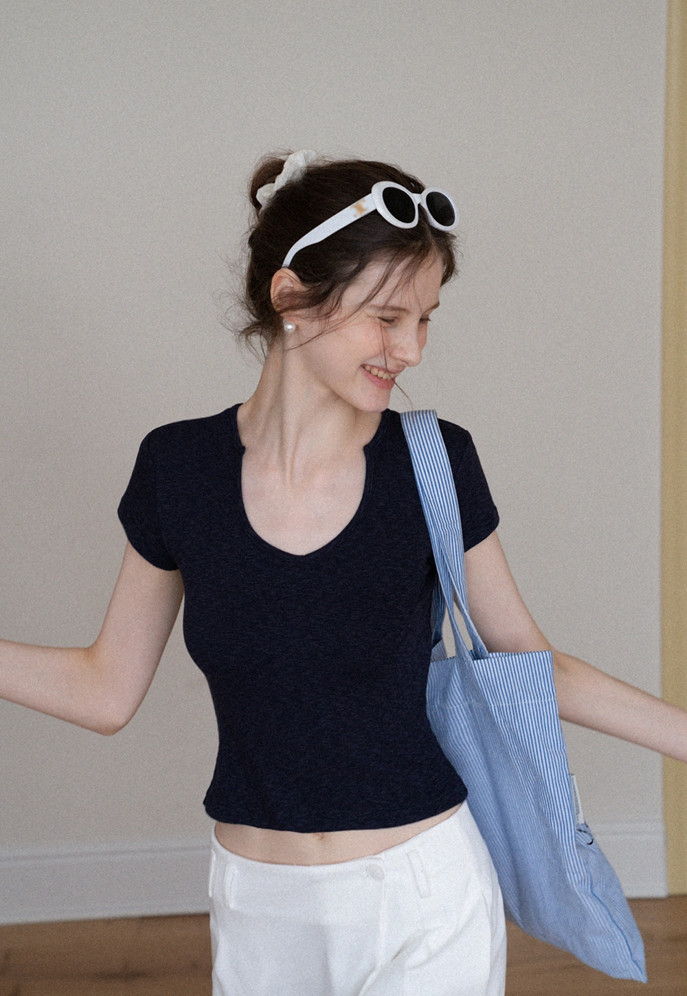 Women's U-Cut Out Slim Fit Tee