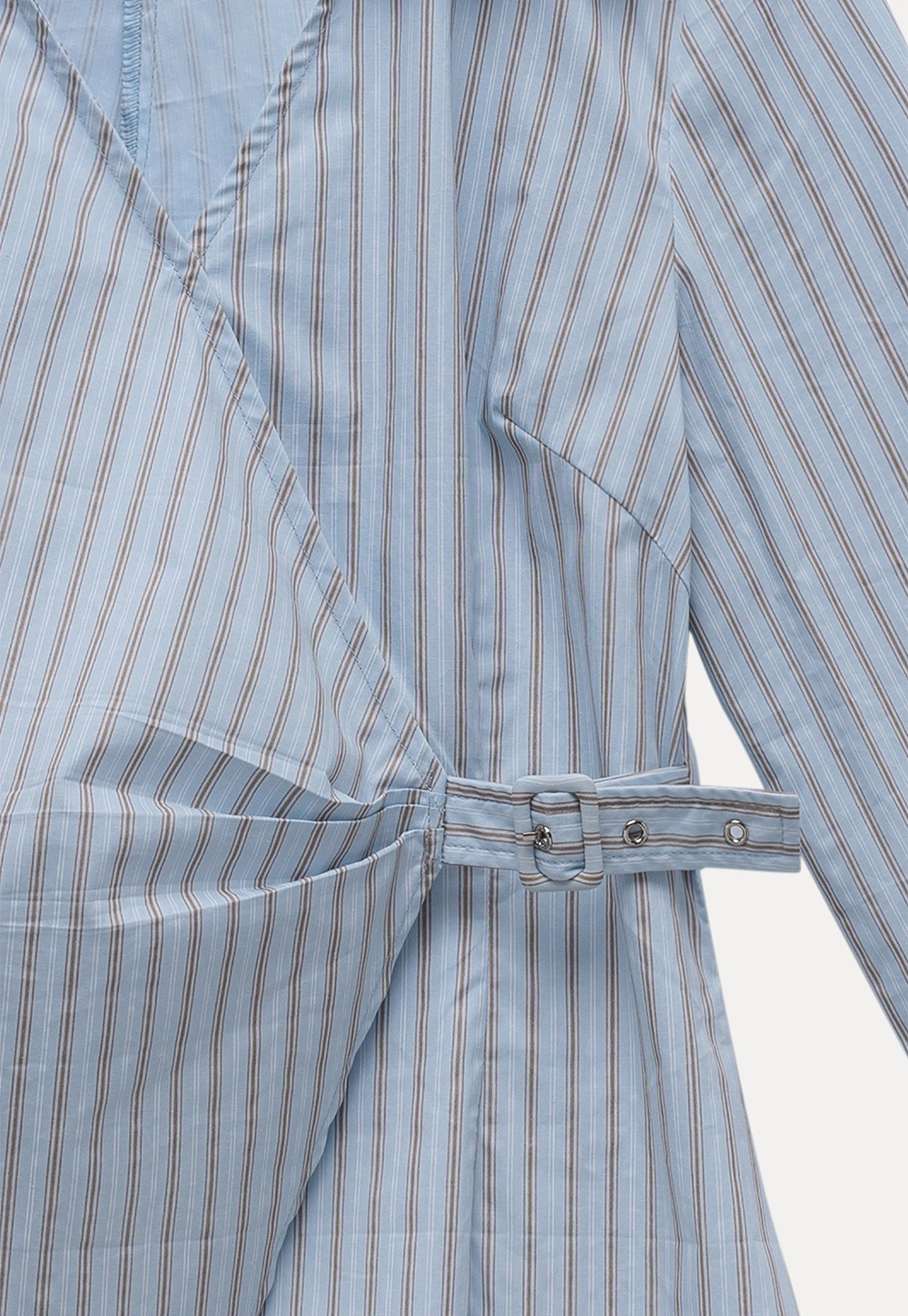 Women's Striped Wrap Shirt with Side Buckle