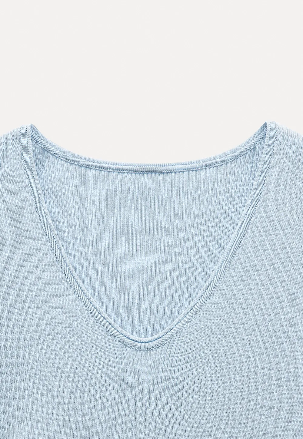 Side-Tie V-Neck Ribbed Top