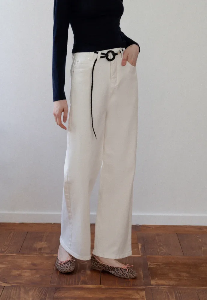 Wide Leg Jeans with Scarf Belt