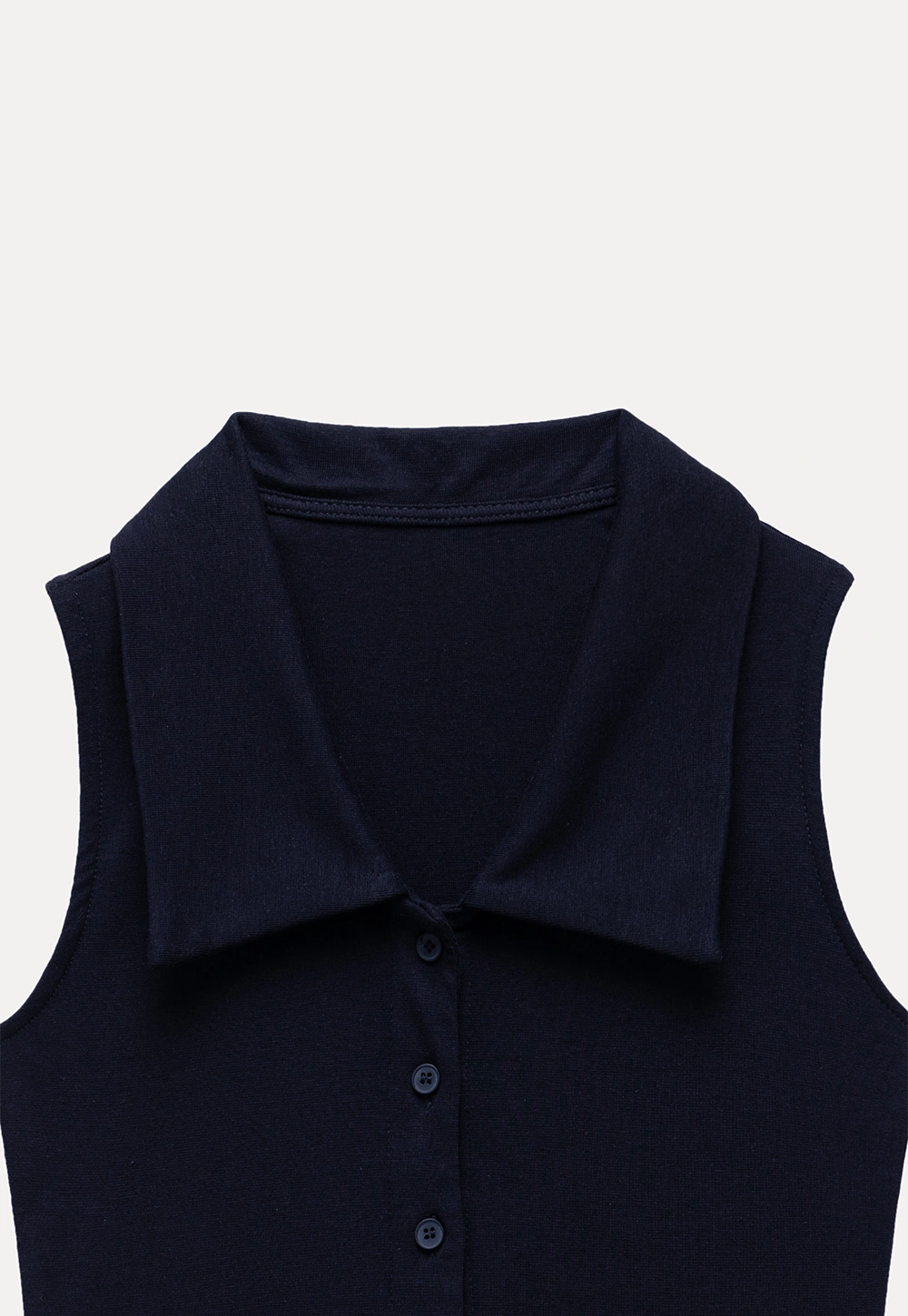 Women's Ribbed Sleeveless Polo Collar Knit Top