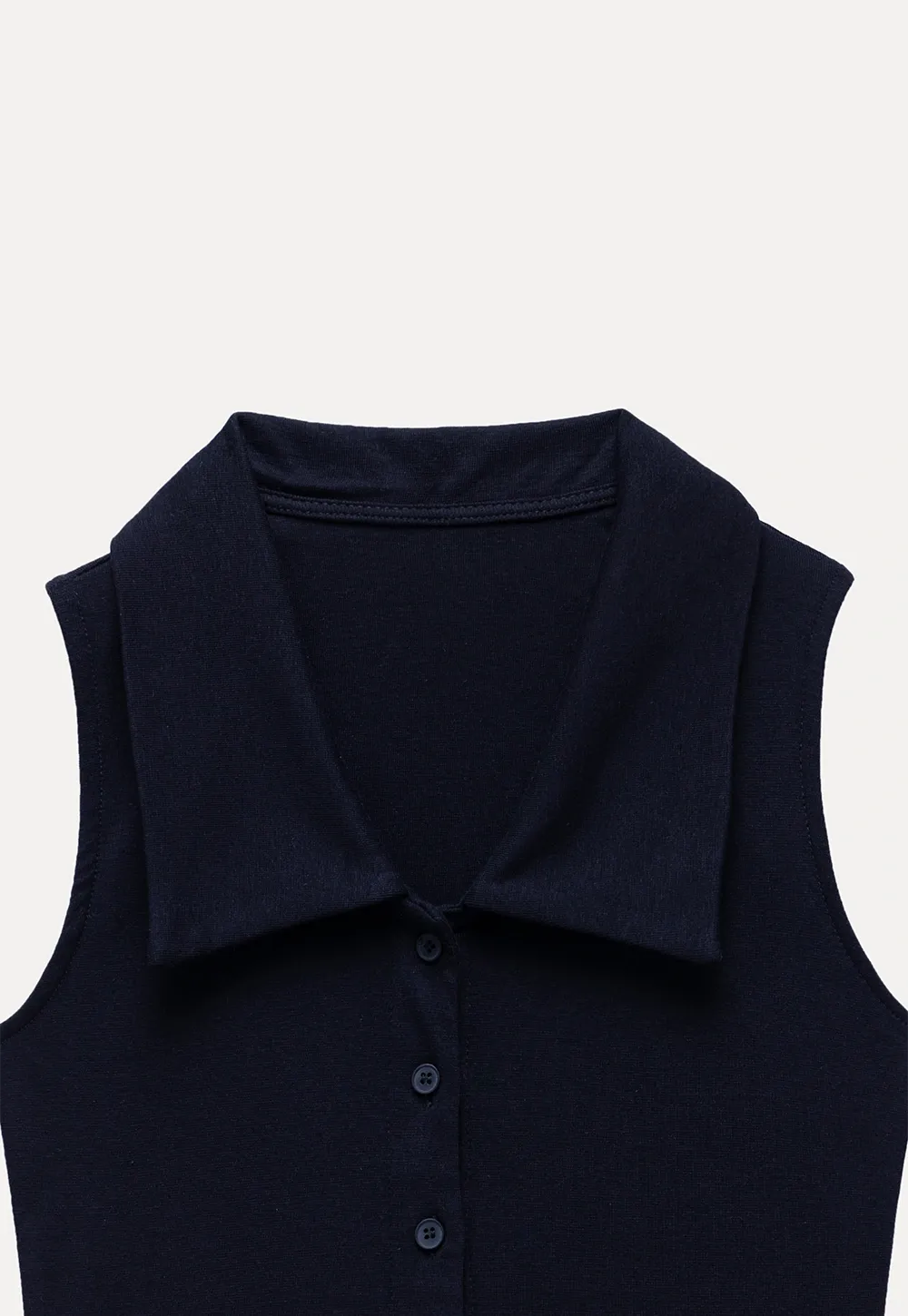 Women's Ribbed Sleeveless Polo Collar Knit Top