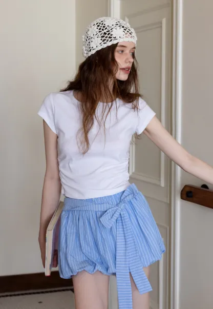 V-Neck Ruched Side Top