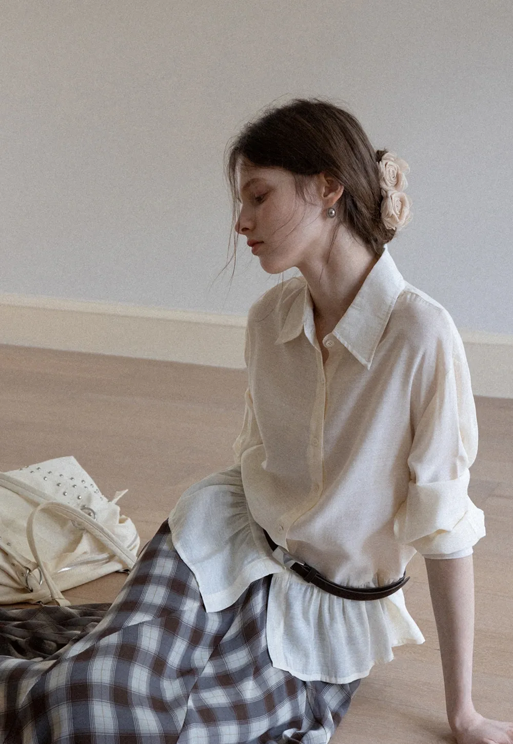 Women's Sheer Ruffle Hem Shirts