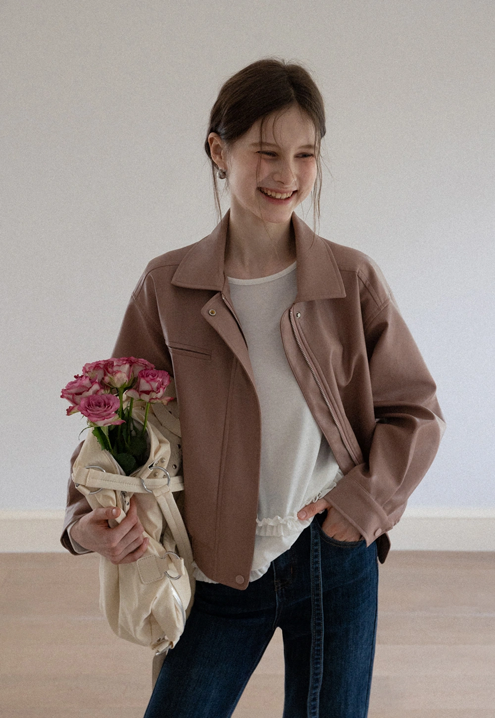 Women's Faux Leather Bomber Jacket
