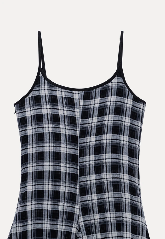 Plaid Handkerchief-Hem Cami Dress