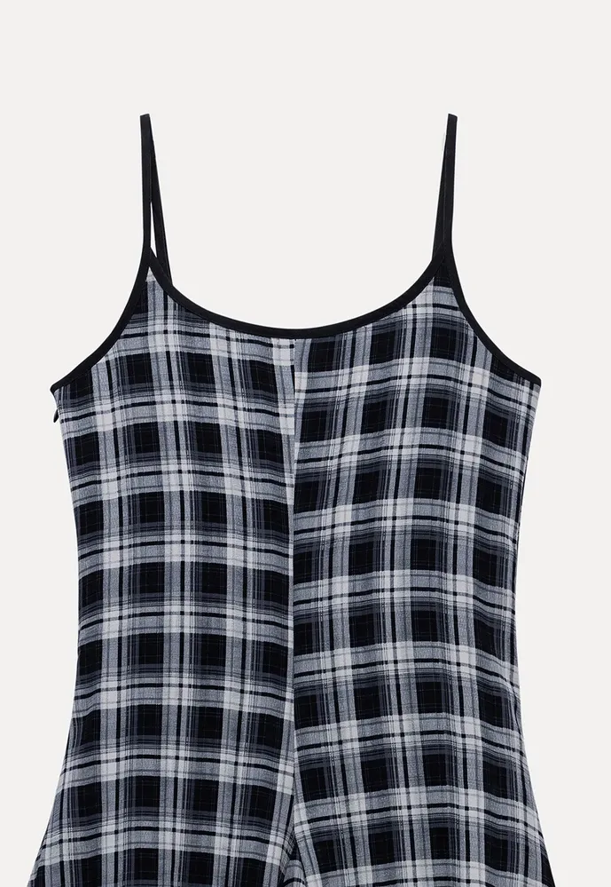 Plaid Handkerchief-Hem Cami Dress