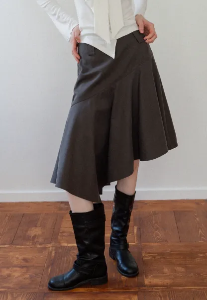 Women's Asymmetrical A-Line Midi Skirt