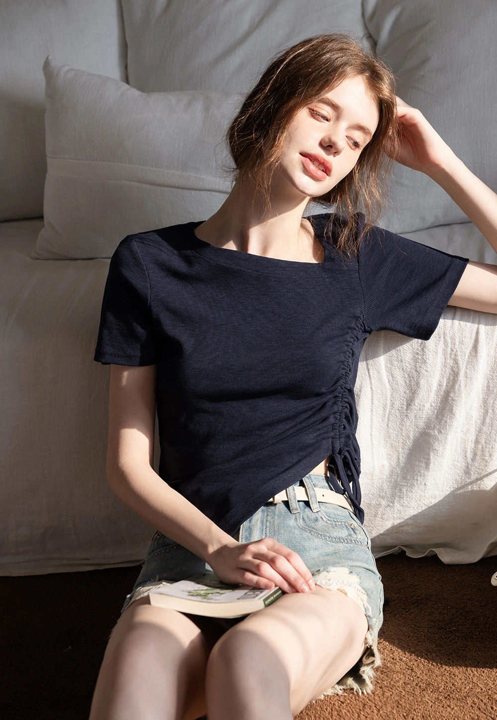 Asymmetrical Ruched Crop Top