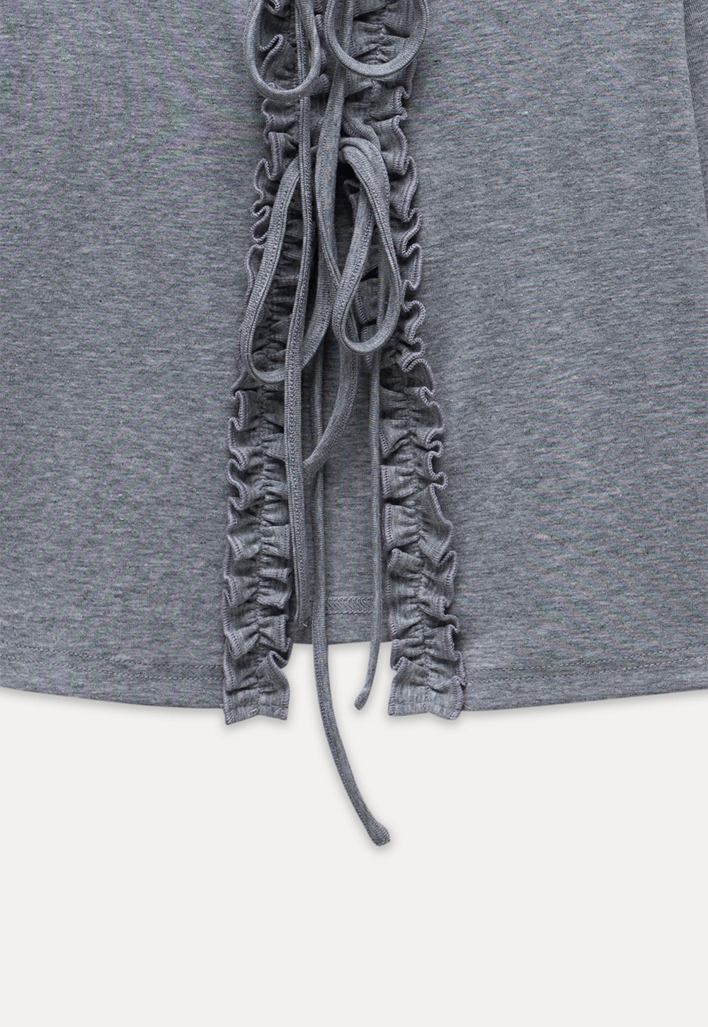 Women's Ruffle Trim Knit Top with Front Tie