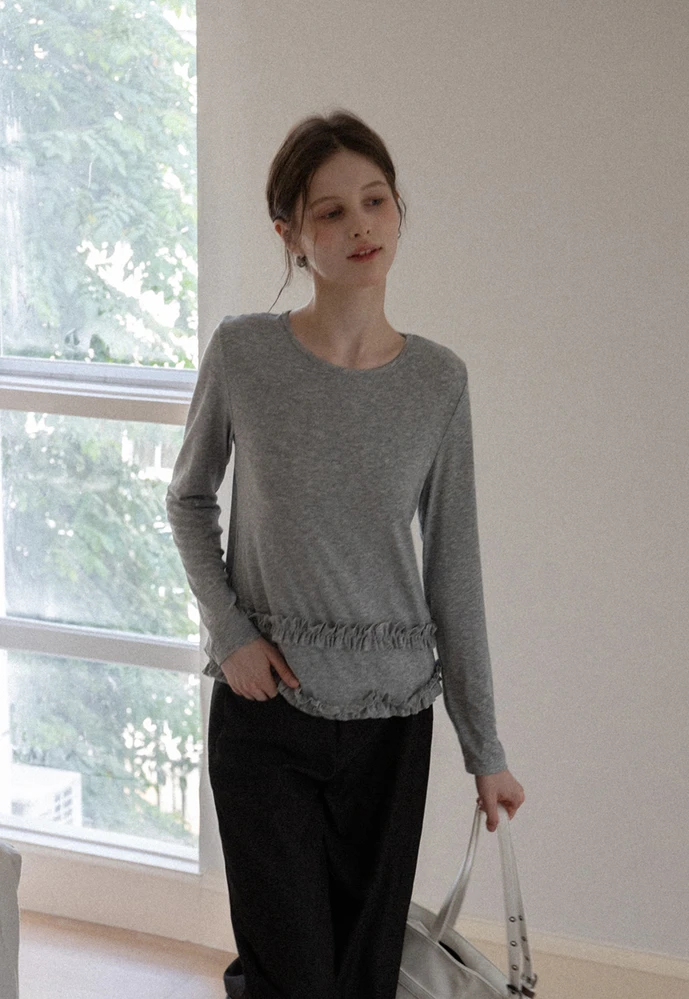 Ruffle-Hem Knit Tee