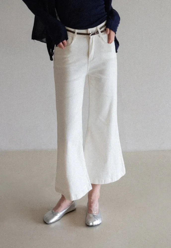 Braided-Belt Flared Jeans with Scarf Tie