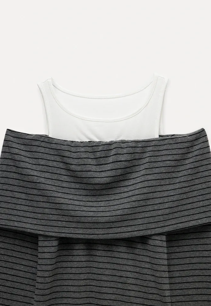 Spliced Faux Two-Piece Off-Shoulder Top