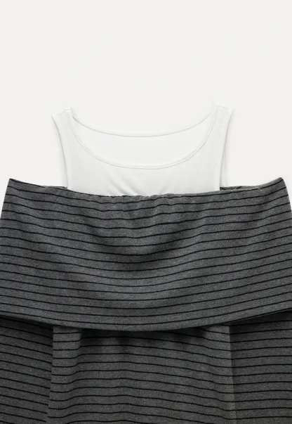 Spliced Faux Two-Piece Off-Shoulder Top