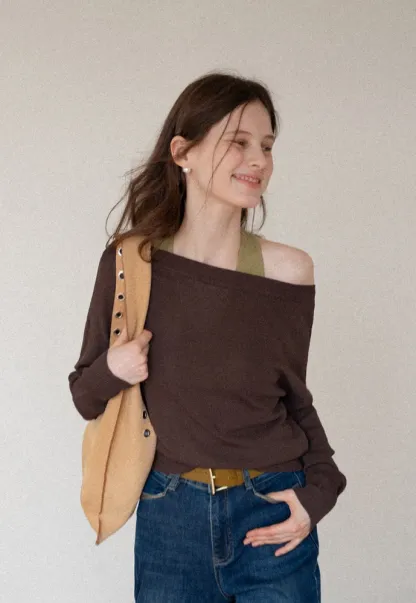 Off-Shoulder Knit Sweater