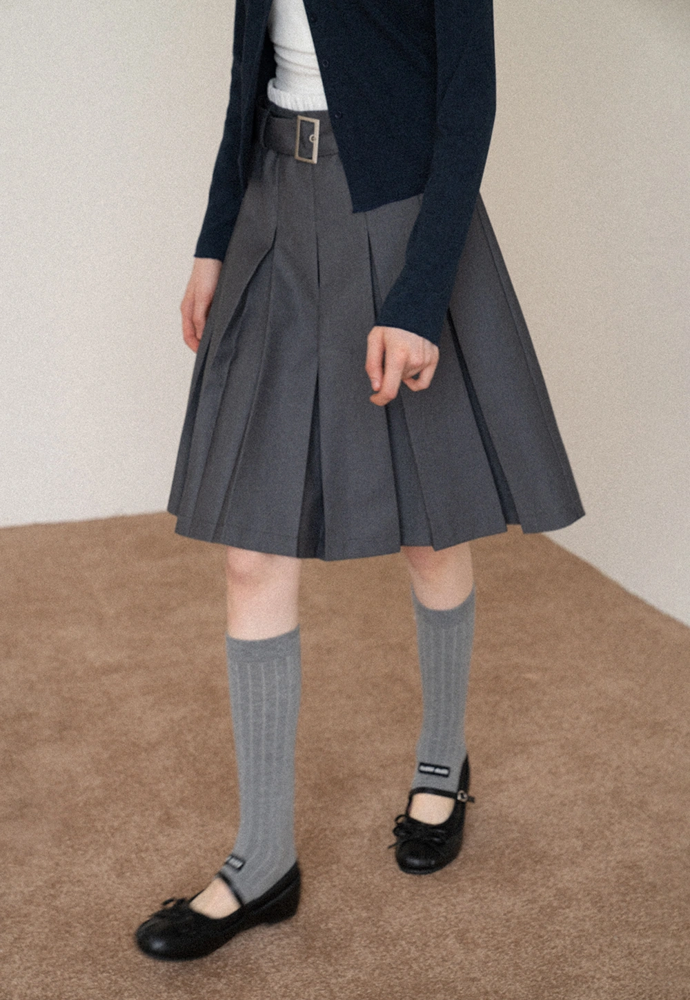 Women's Belted Pleated Mini Skirt