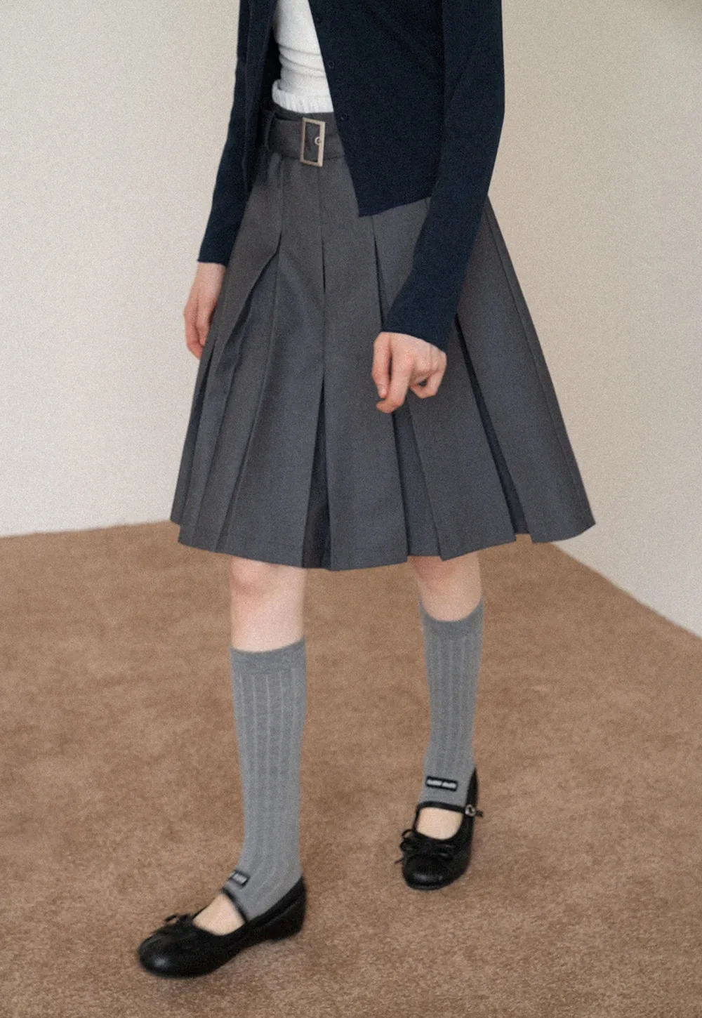 Women's Belted Pleated Mini Skirt