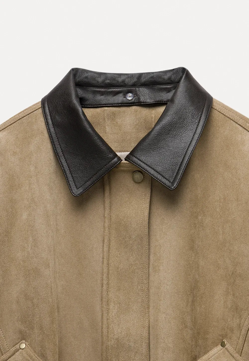 Women's Contrast Collar Faux-Suede Bomber Jacket