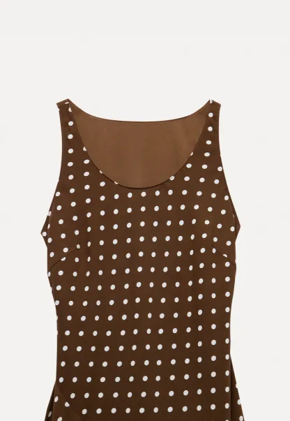 Sleeveless Polka Dot Midi Dress
