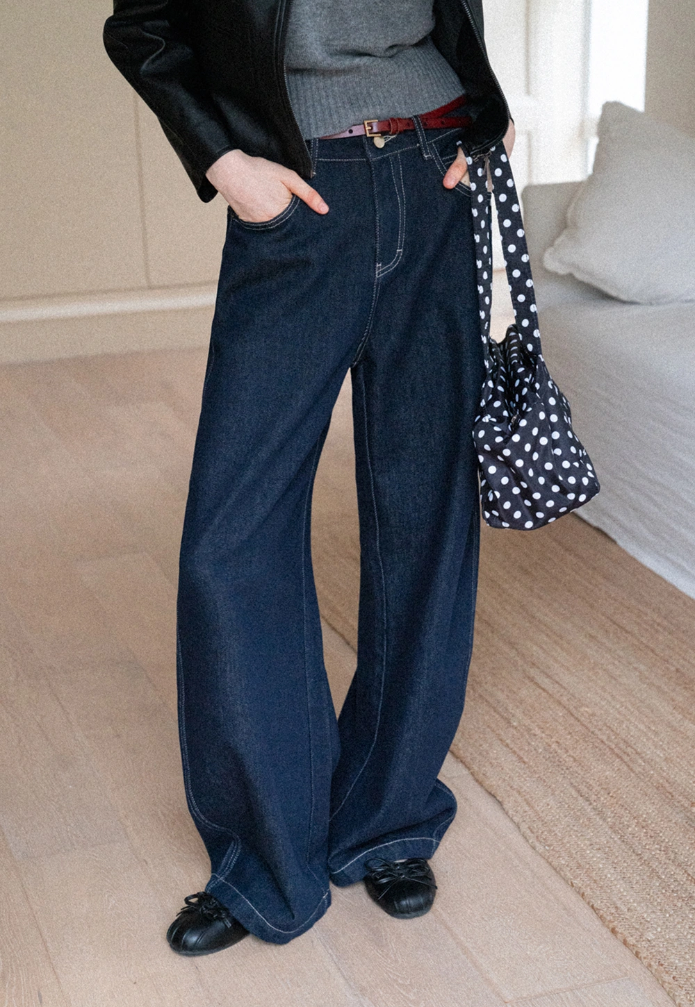 High-Waisted Wide Leg Denim Pants