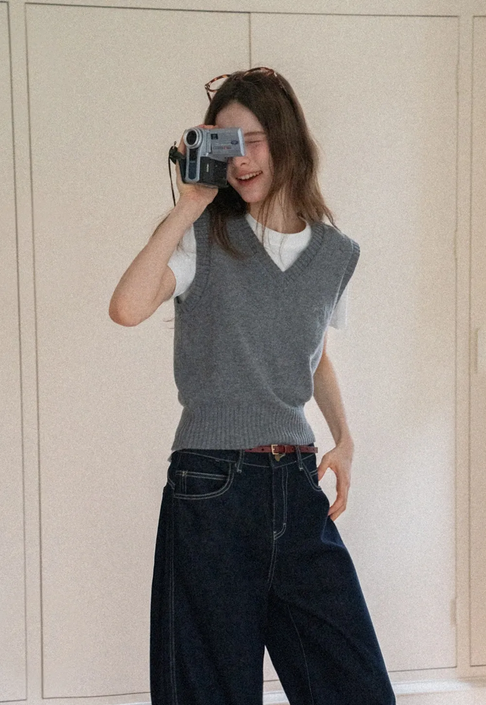 V-Neck Knit Sweater Vest