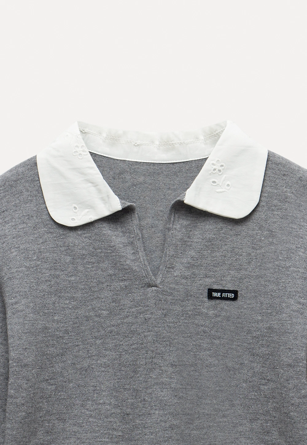 Women'sContrast Collar Long Sleeve Polo Top