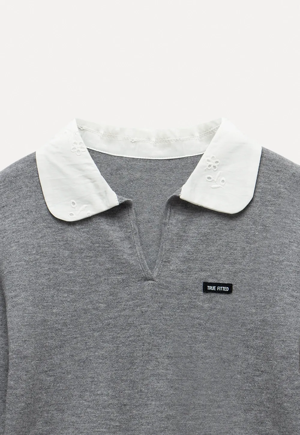 Women'sContrast Collar Long Sleeve Polo Top