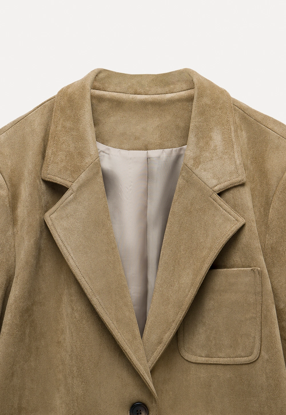 Faux Suede Blazer Jacket for Women with Pockets