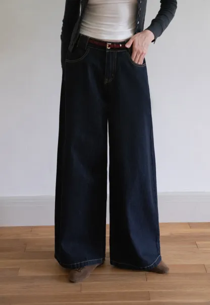 High Waist Wide Leg Jeans for Women Loose Fit Denim Pants