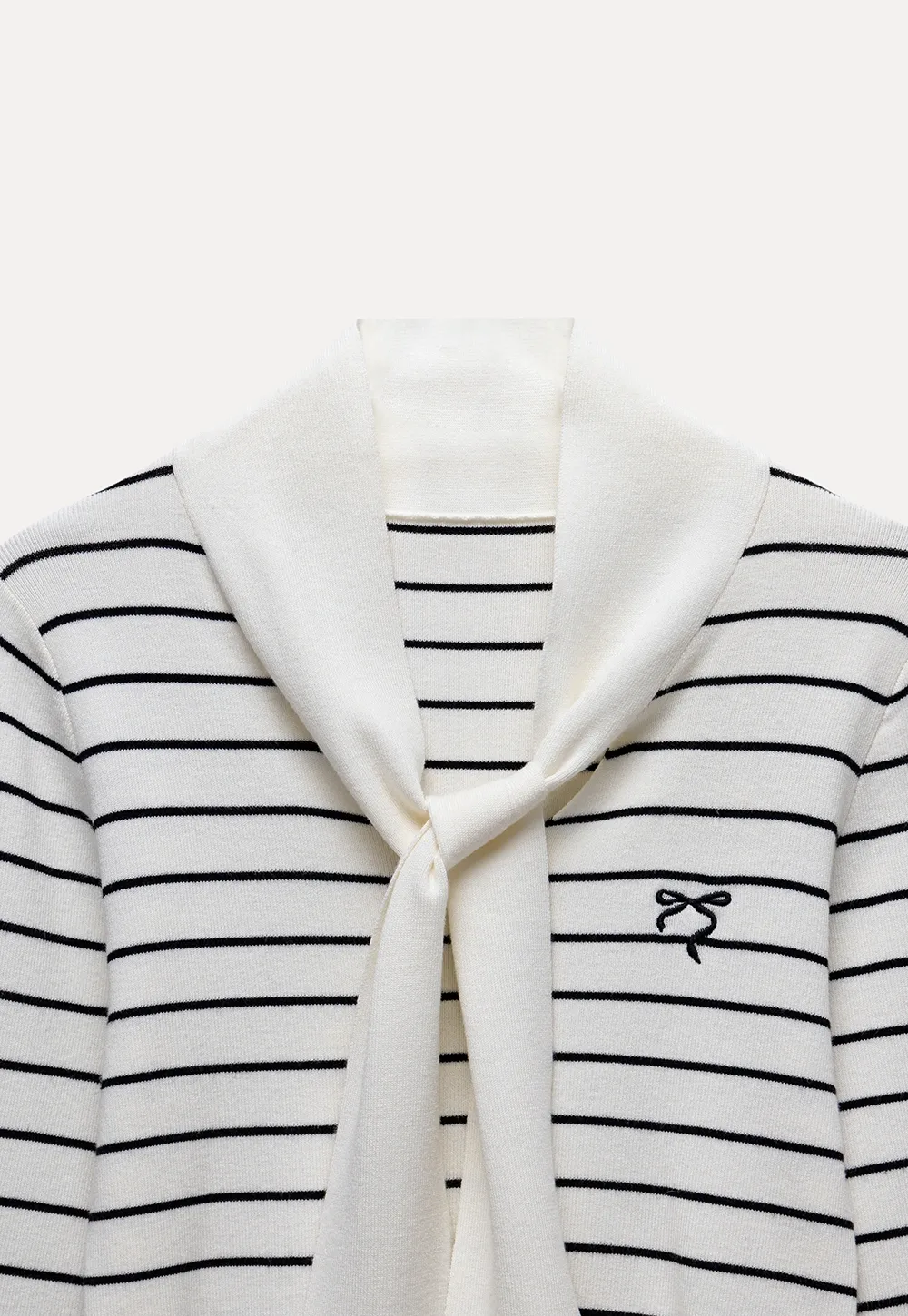 Womens Casual Striped Bow Knot Sweater