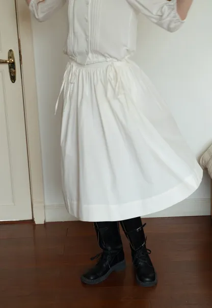 High Waist A Line White Skirt