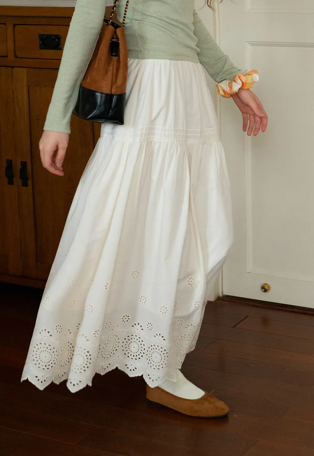 Womens Vintage White Maxi Skirt