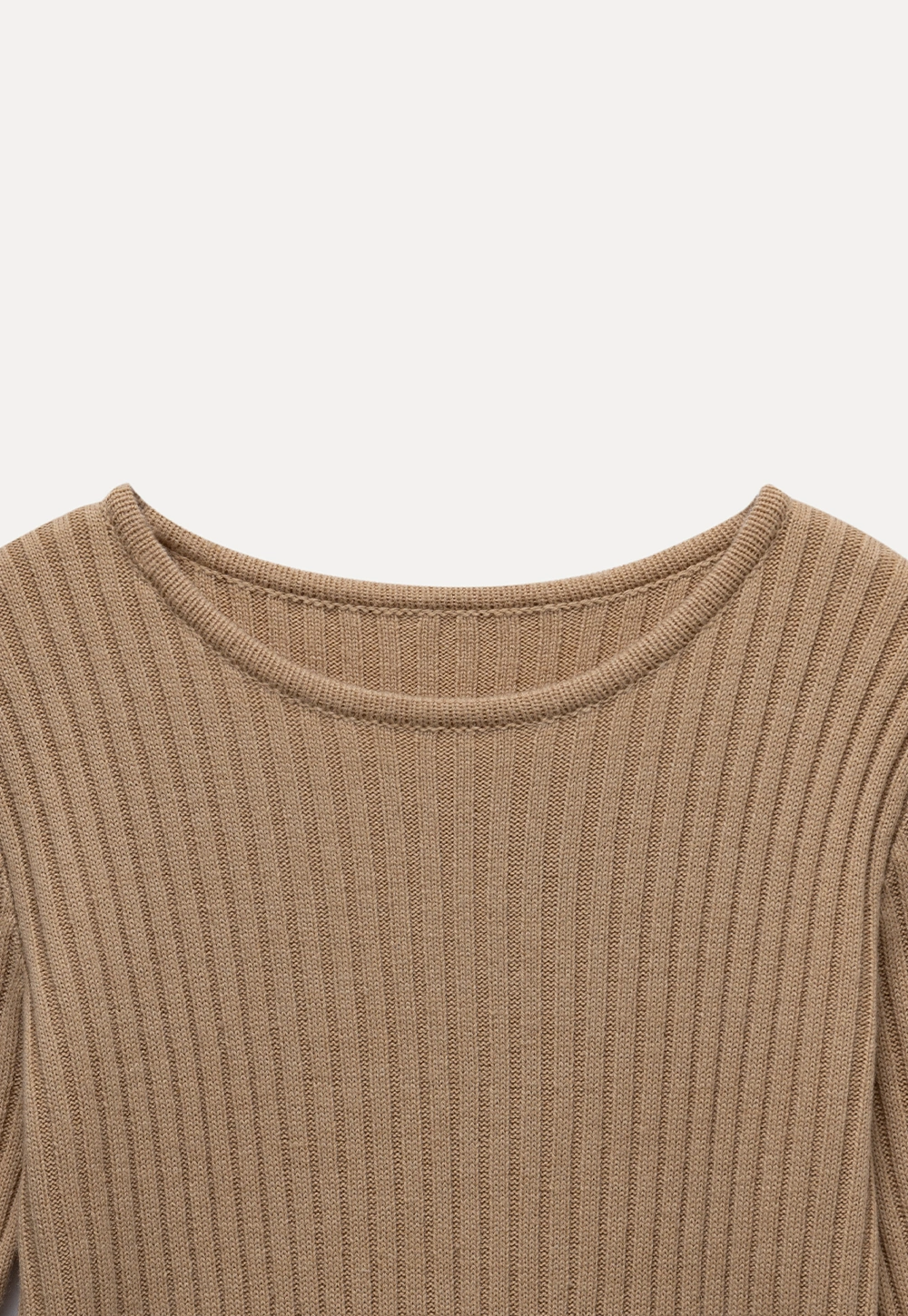 Womens Ribbed Crew Neck Long Sleeve Knit Top