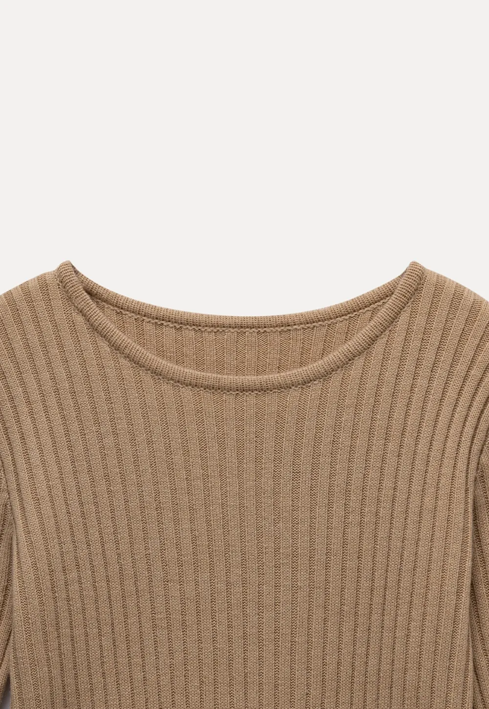 Womens Ribbed Crew Neck Long Sleeve Knit Top