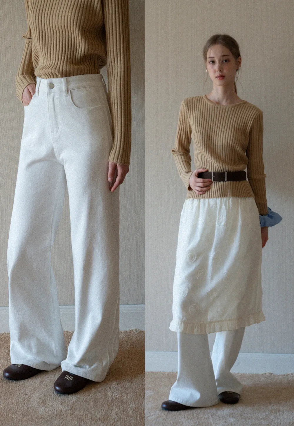 Women’s White High Waist Straight Leg Pants