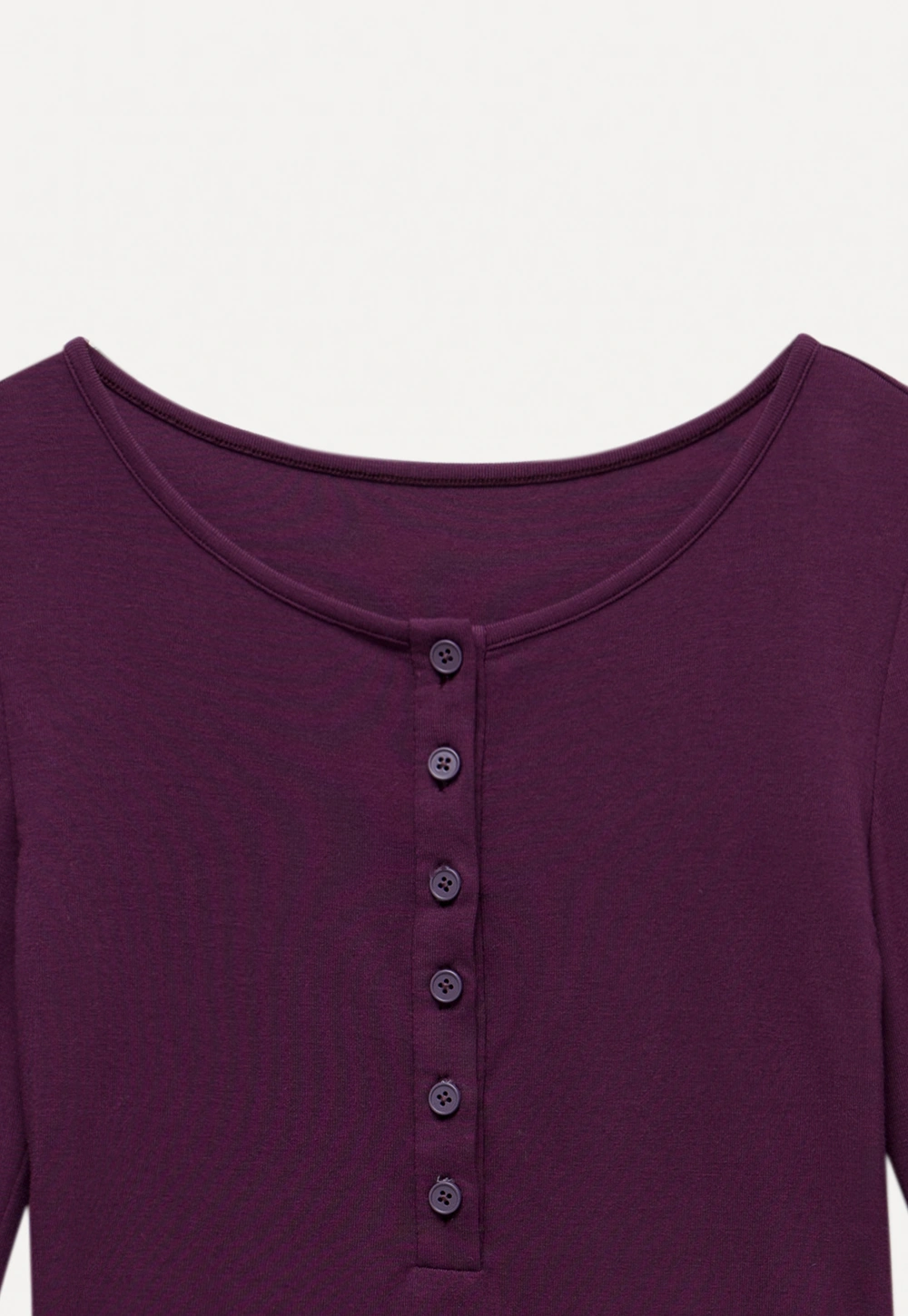 Womens Button Front Long Sleeve Henley Top