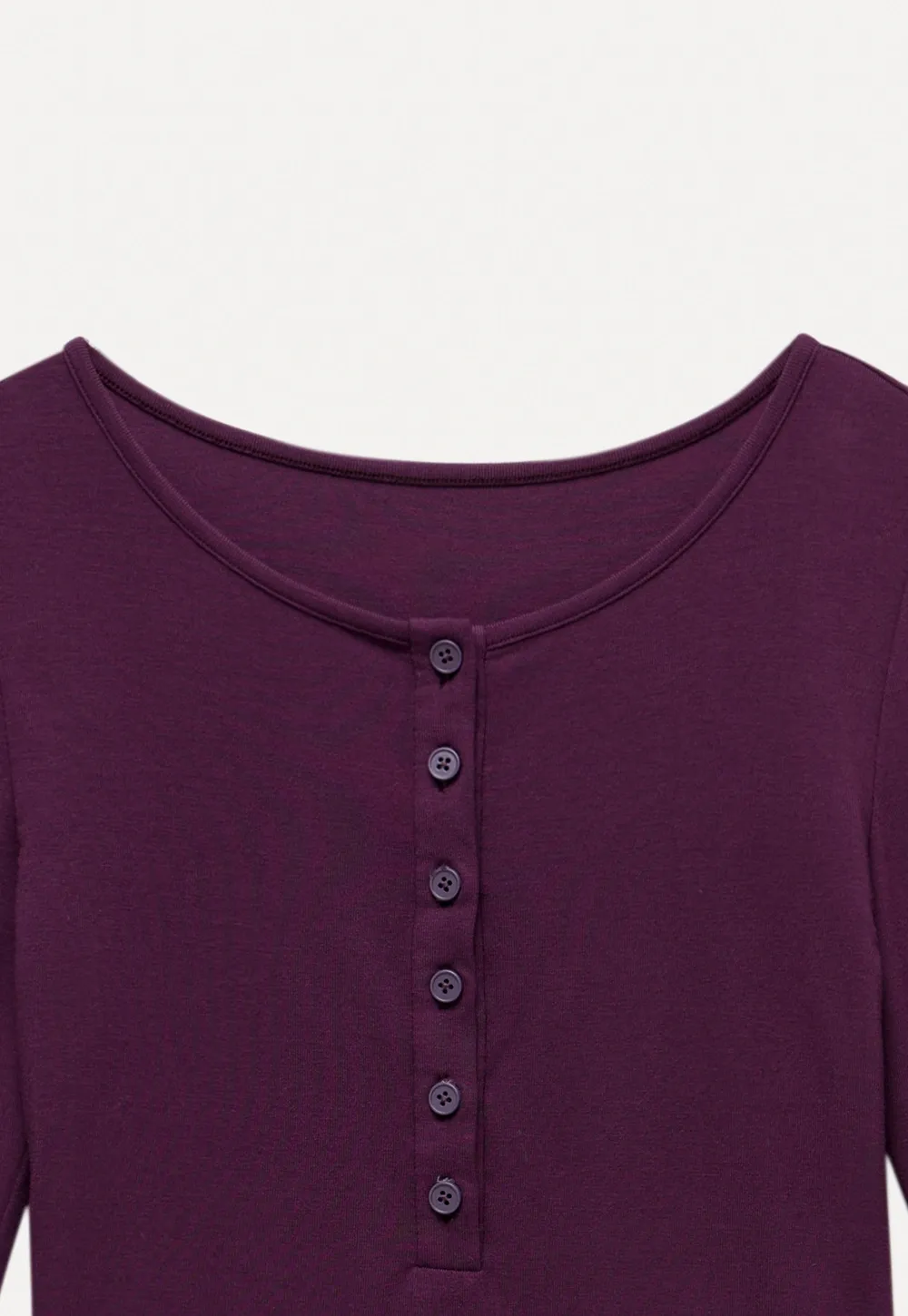 Womens Button Front Long Sleeve Henley Top