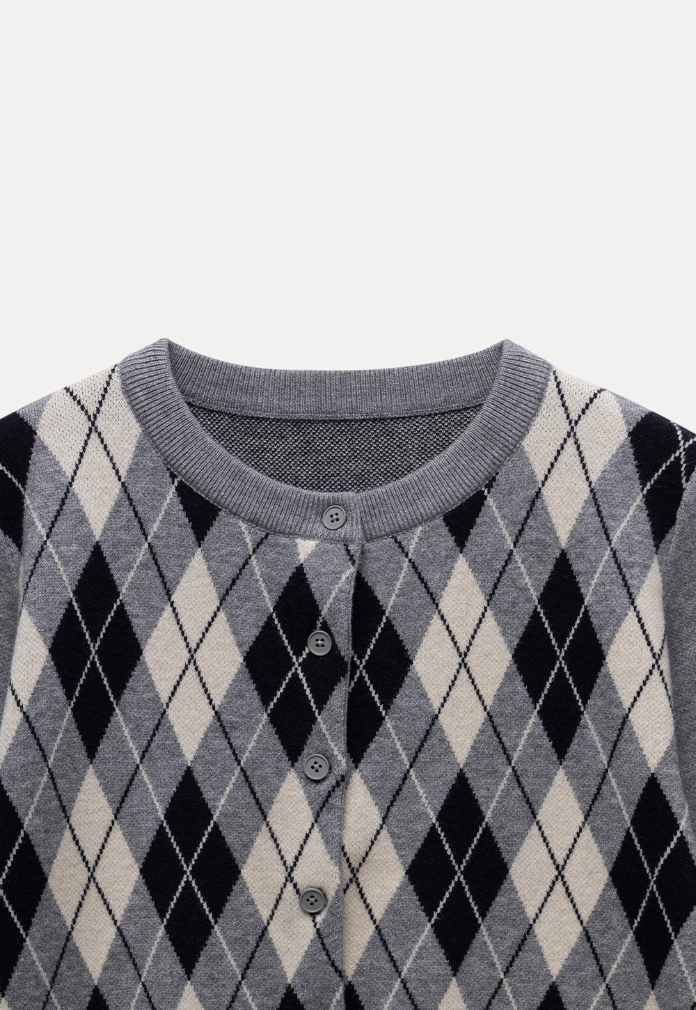 Womens Argyle Knit Button Down Cardigan Sweater