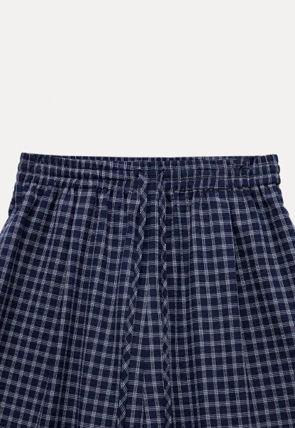 Women's Plaid Wide Leg Lounge Pants with Elastic Waist