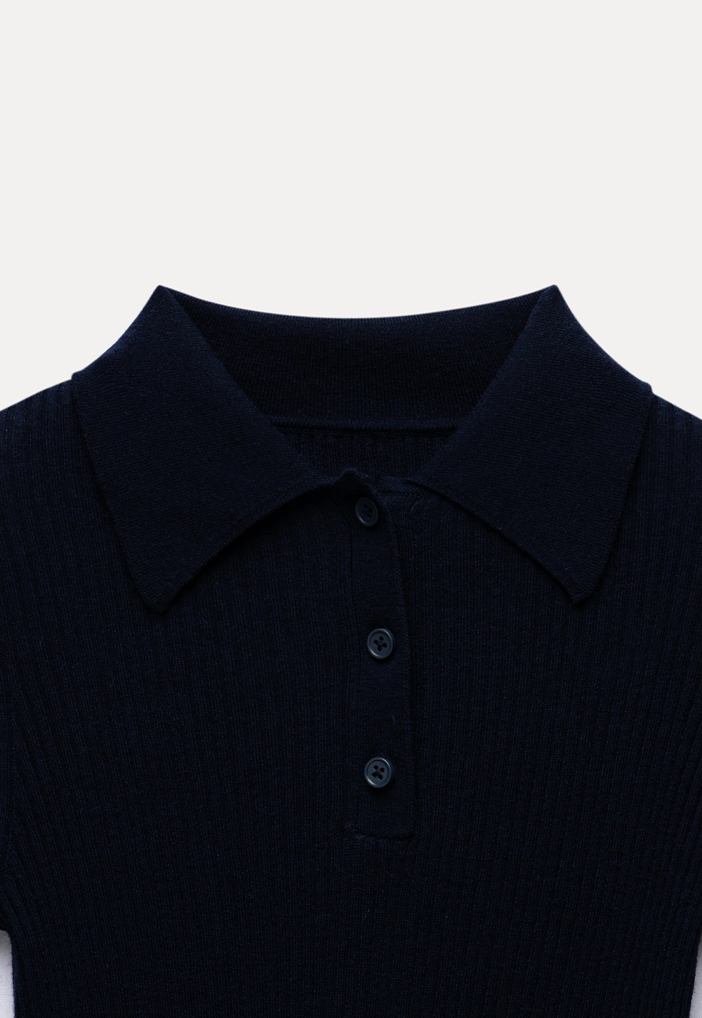 Ribbed Knit Collared Pullover Top