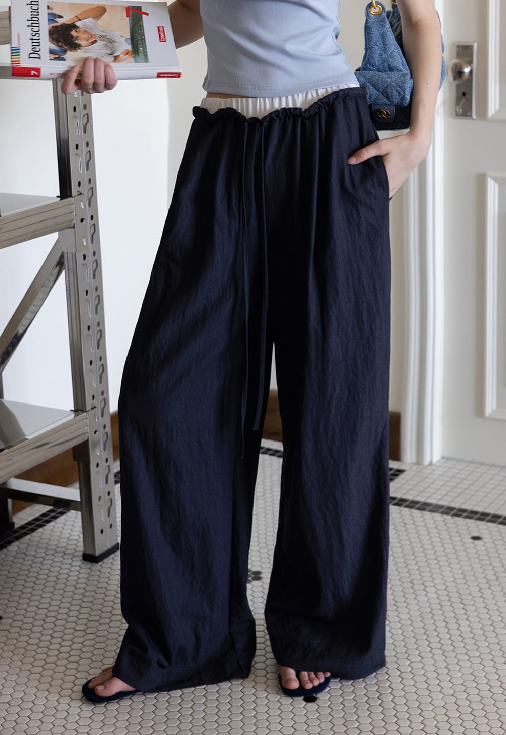 Relaxed Fit Crinkle Pants