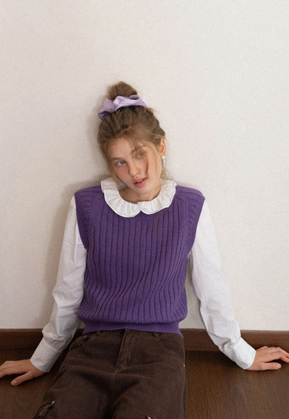 Womens Solid Color Ribbed Sweater Vest