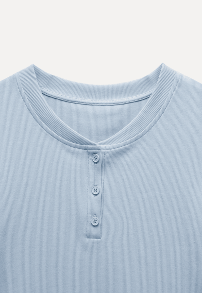 Women’s Ribbed Button Neck T-Shirt