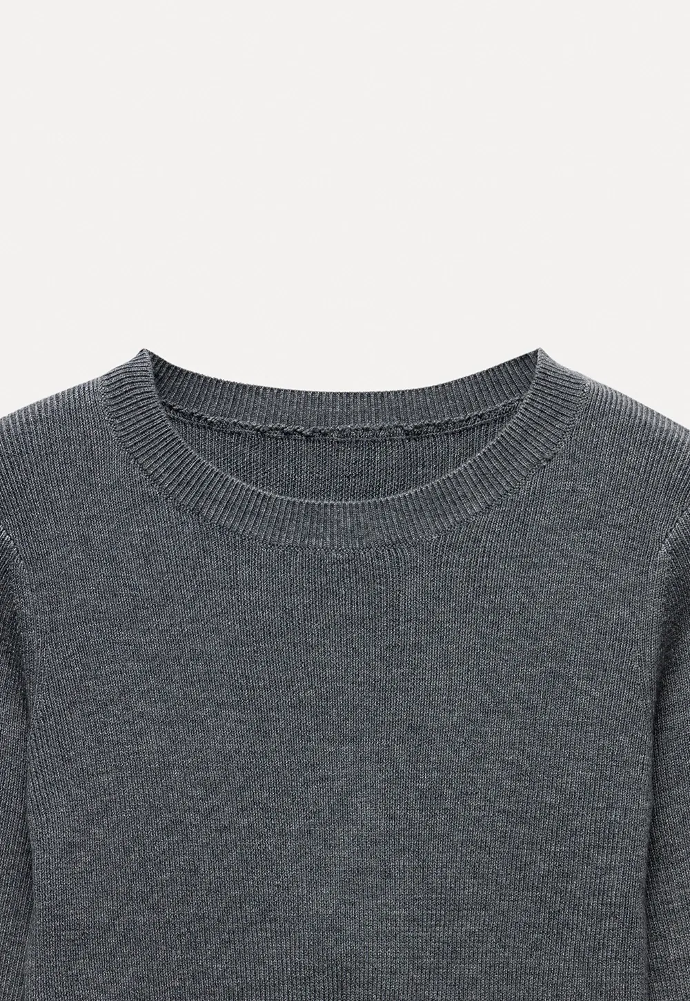 Long Sleeve Knit Top with Button Collar