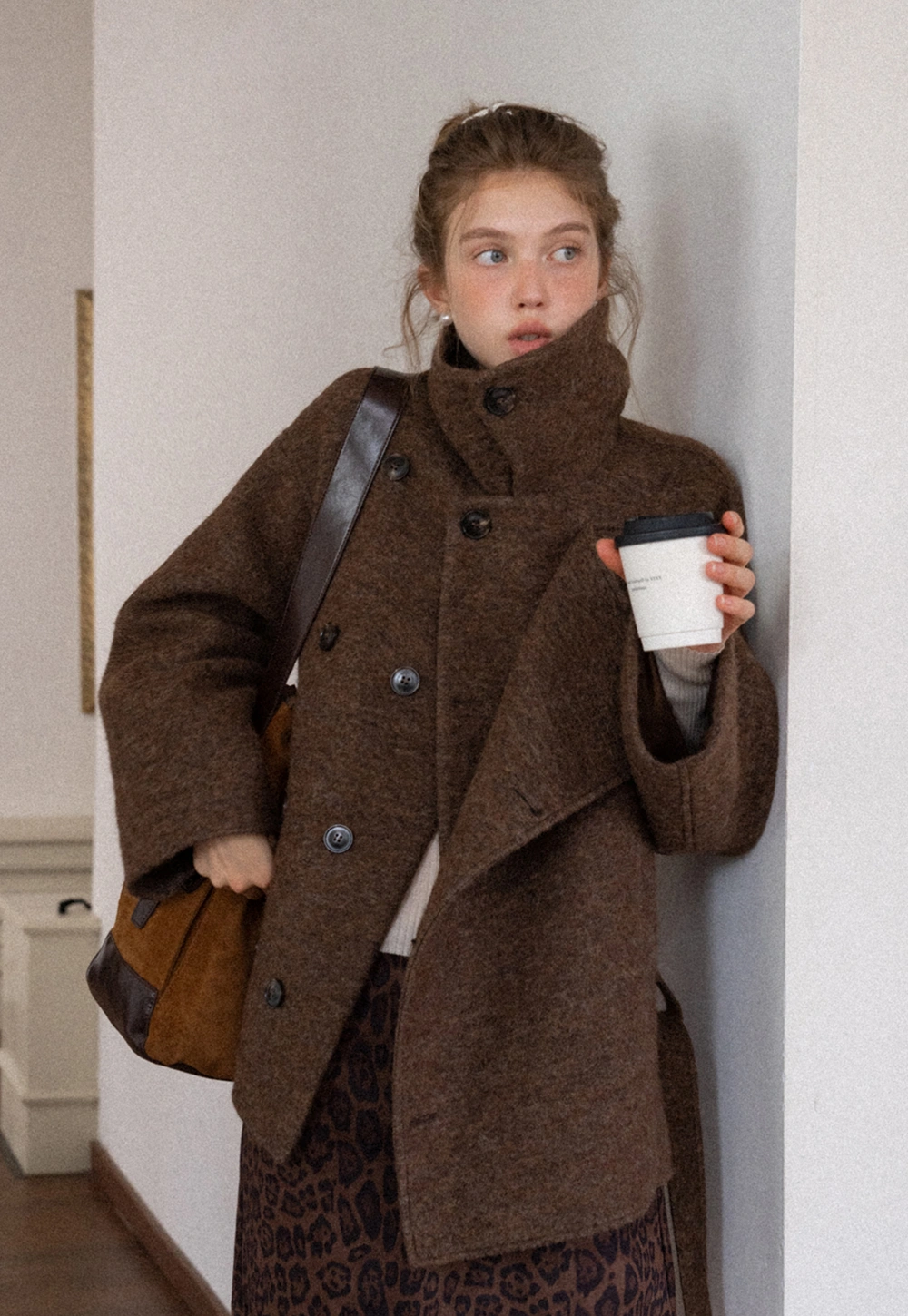 Womens Casual Wool Blend Short Coat