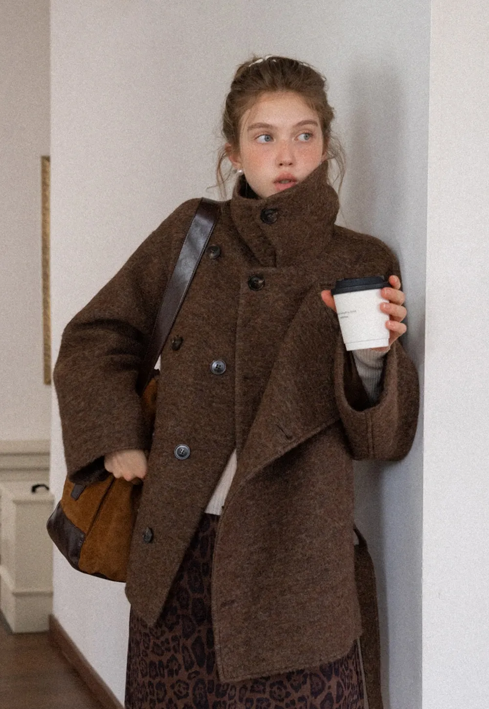 Womens Casual Wool Blend Short Coat